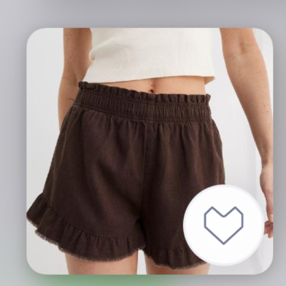 Aerie High Waist Brown Shorts with Ruffled Hem